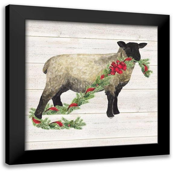 Reed, Tara 12x12 Black Modern Framed Museum Art Print Titled - Christmas on the Farm V-Sheep