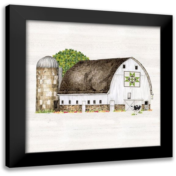 Reed, Tara 12x12 Black Modern Framed Museum Art Print Titled - Spring and Summer Barn Quilt IV