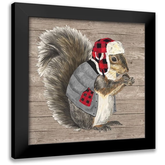 Reed, Tara 12x12 Black Modern Framed Museum Art Print Titled - Warm in the Wilderness Squirrel