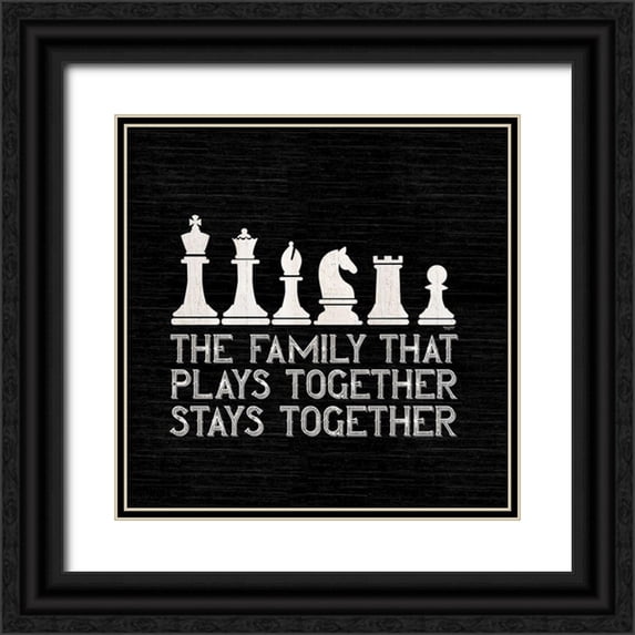 Reed, Tara 12x12 Black Ornate Wood Framed with Double Matting Museum Art Print Titled - Chess Sentiment black II-Family