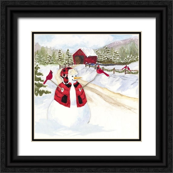 Reed, Tara 12x12 Black Ornate Wood Framed with Double Matting Museum Art Print Titled - Snowman Christmas III