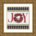 thumbnail image 1 of Reed, Tara 12x12 Gold Ornate Wood Framed with Double Matting Museum Art Print Titled - Chickadee Christmas Red I Joy, 1 of 4