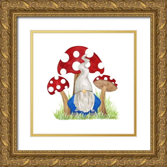 Reed, Tara 12x12 Gold Ornate Wood Framed with Double Matting Museum Art Print Titled - Gardening Gnomes II