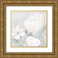 thumbnail image 1 of Reed, Tara 12x12 Gold Ornate Wood Framed with Double Matting Museum Art Print Titled - Peaceful Repose Floral on Gray II, 1 of 4