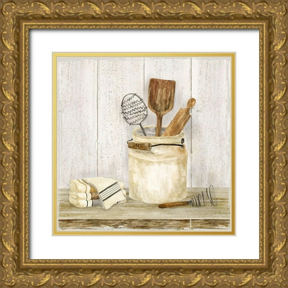 Reed, Tara 12x12 Gold Ornate Wood Framed with Double Matting Museum Art Print Titled - Vintage Kitchen I