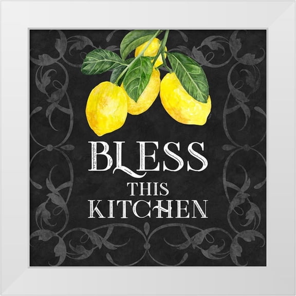 Reed, Tara 12x12 White Modern Wood Framed Museum Art Print Titled - Live with Zest sentiment I-Bless this Kitchen