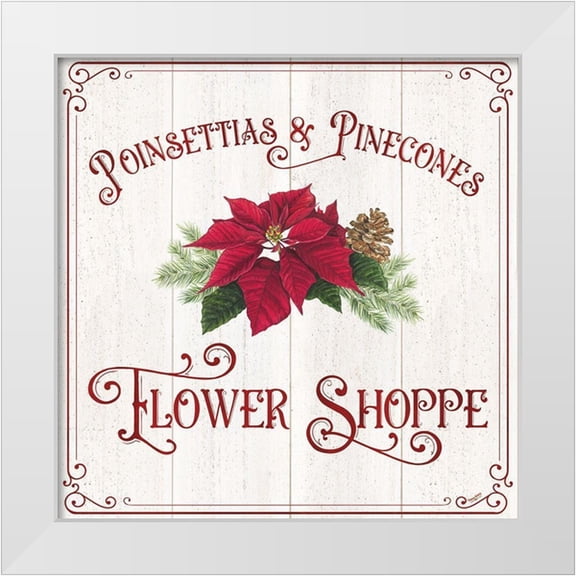 Reed, Tara 12x12 White Modern Wood Framed Museum Art Print Titled - Vintage Christmas Signs III-Flower Shoppe