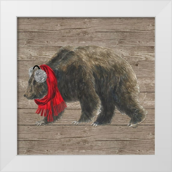 Reed, Tara 12x12 White Modern Wood Framed Museum Art Print Titled - Warm in the Wilderness Bear