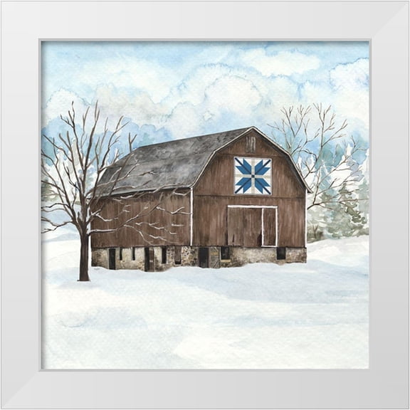 Reed, Tara 12x12 White Modern Wood Framed Museum Art Print Titled - Winter Barn Quilt III