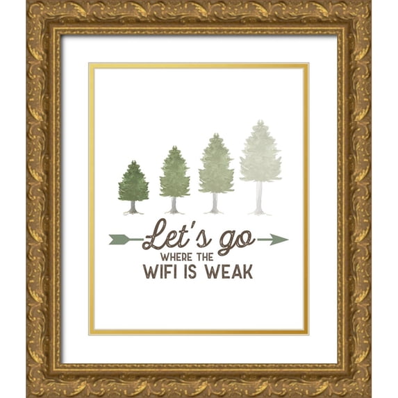 Reed, Tara 12x14 Gold Ornate Wood Framed with Double Matting Museum Art Print Titled - Lost in Woods portrait II-WiFi is Weak