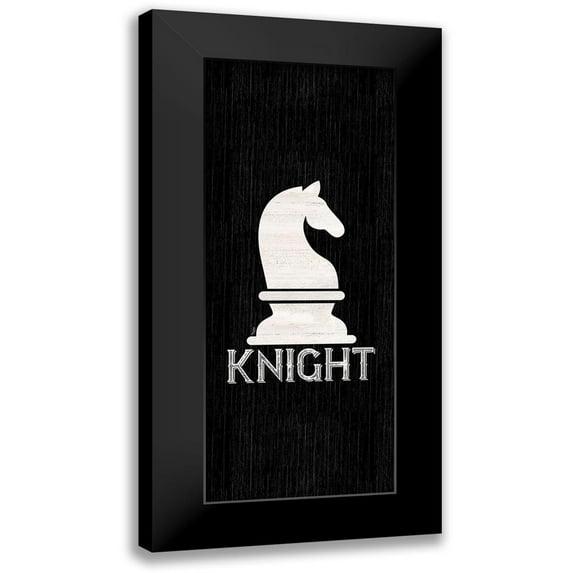 Reed, Tara 12x24 Black Modern Framed Museum Art Print Titled - Chess Piece vertical black IV-Knight