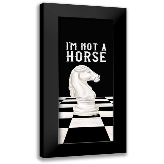 Reed, Tara 12x24 Black Modern Framed Museum Art Print Titled - Rather be Playing Chess panel IV-Not a Horse