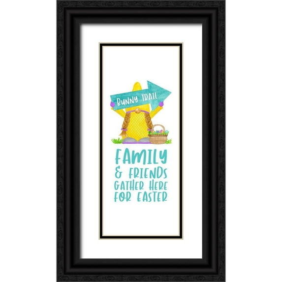 Reed, Tara 12x24 Black Ornate Wood Framed with Double Matting Museum Art Print Titled - Easter Gnomes vertical II-Family And Friends