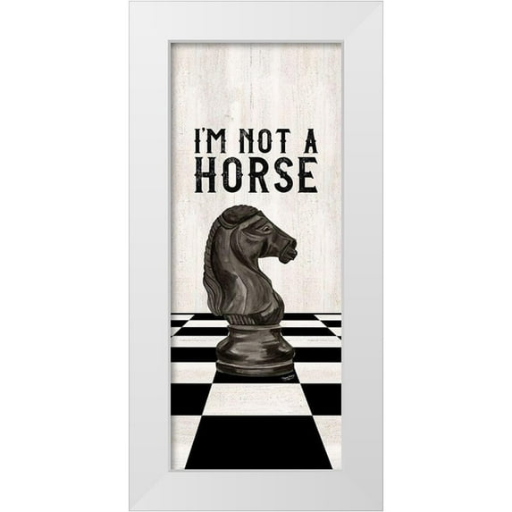 Reed, Tara 12x24 White Modern Wood Framed Museum Art Print Titled - Rather be Playing Chess black panel IV-Not a Horse