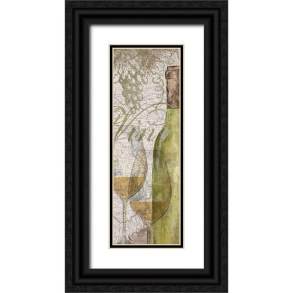 Reed, Tara 13x32 Black Ornate Wood Framed with Double Matting Museum Art Print Titled - Vino and Vin Panel II
