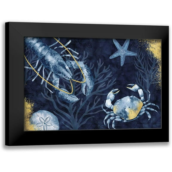 Reed, Tara 14x11 Black Modern Framed Museum Art Print Titled - Deep Blue Sea III on Blue Gold