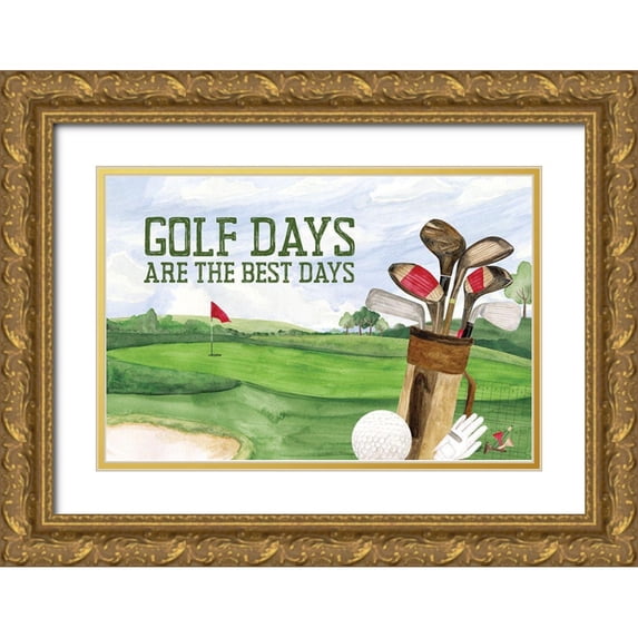 Reed, Tara 14x11 Gold Ornate Wood Framed with Double Matting Museum Art Print Titled - Golf Days landscape IV-Best Days