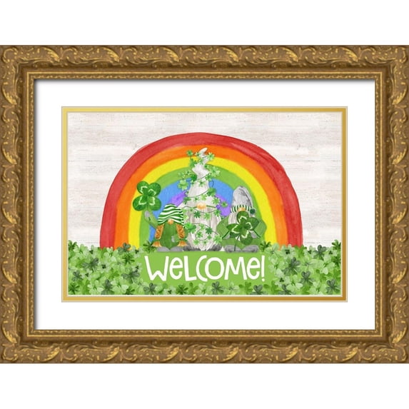 Reed, Tara 14x11 Gold Ornate Wood Framed with Double Matting Museum Art Print Titled - Luck of the Gnomes landscape-Welcome