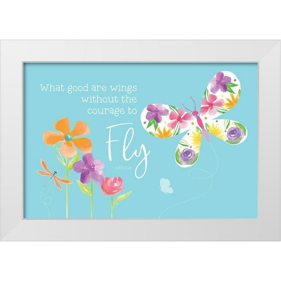 Reed, Tara 14x11 White Modern Wood Framed Museum Art Print Titled - Dreams Take Flight on Blue II