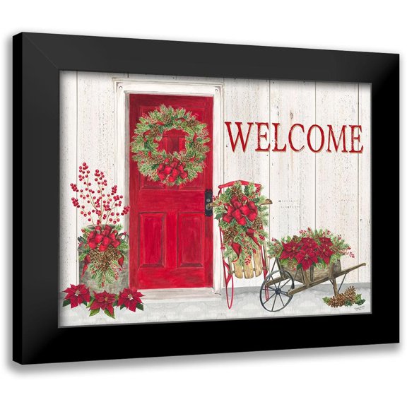 Reed, Tara 14x12 Black Modern Framed Museum Art Print Titled - Home for the Holidays Front Door Scene