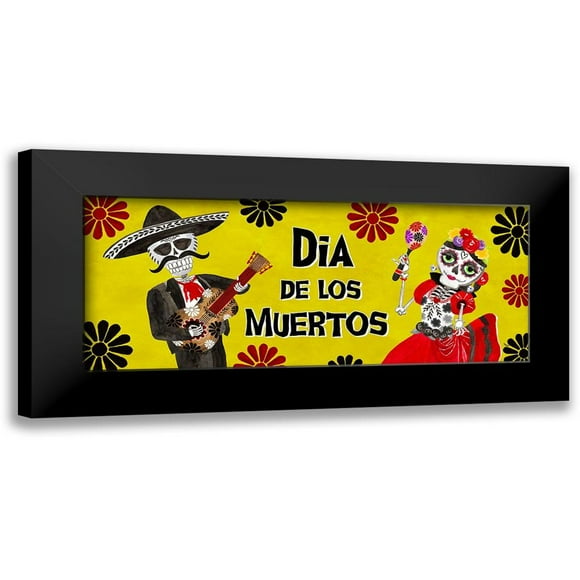Reed, Tara 14x8 Black Modern Framed Museum Art Print Titled - Day of the Dead panel I-Dia de los Muertos