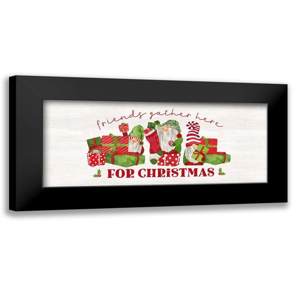 Reed, Tara 14x8 Black Modern Framed Museum Art Print Titled - Gnome for Christmas Sentiment panel II-Friends