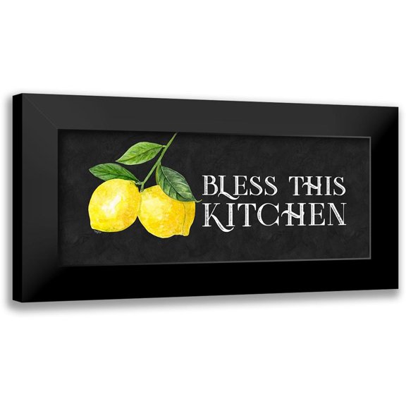 Reed, Tara 14x8 Black Modern Framed Museum Art Print Titled - Live with Zest sentiment panel I-Bless this Kitchen