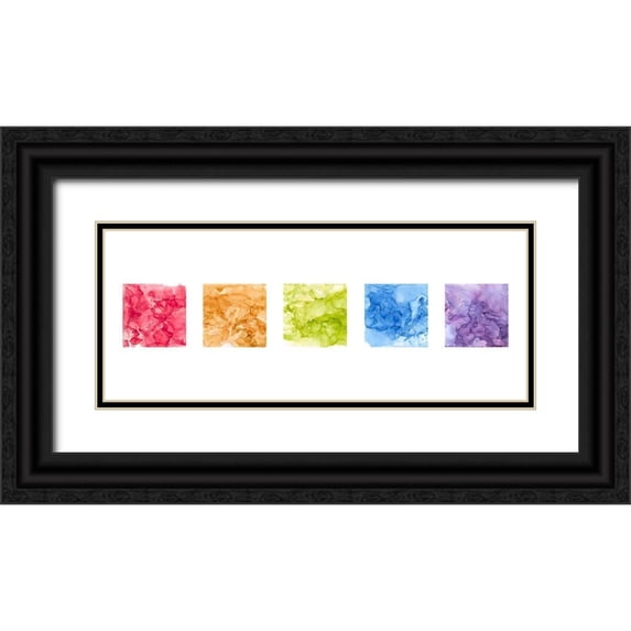 Reed, Tara 14x8 Black Ornate Wood Framed with Double Matting Museum Art Print Titled - Bright Mineral Abstracts Panel 5 across