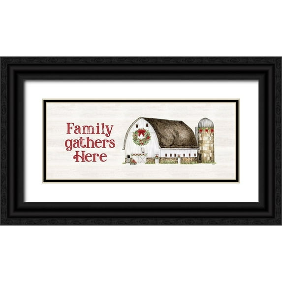 Reed, Tara 14x8 Black Ornate Wood Framed with Double Matting Museum Art Print Titled - Christmas Barn panel IV