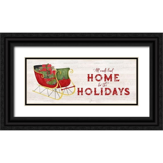 Reed, Tara 14x8 Black Ornate Wood Framed with Double Matting Museum Art Print Titled - Season of Giving panel I