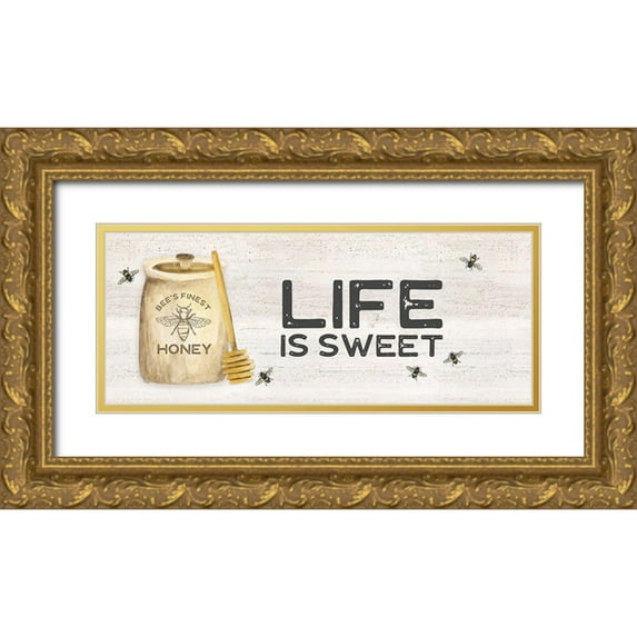 Reed, Tara 14x8 Gold Ornate Wood Framed with Double Matting Museum Art Print Titled - Bees Life panel I