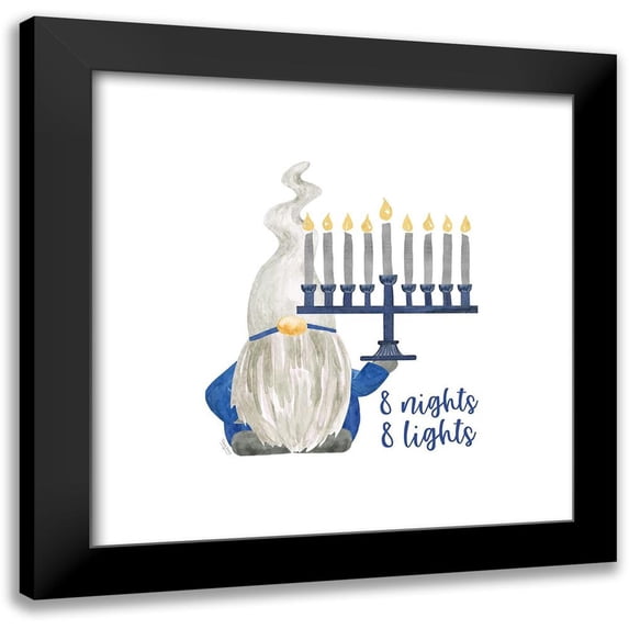 Reed, Tara 15x15 Black Modern Framed Museum Art Print Titled - Hanukkah Gnomes I-8 Nights 8 Lights