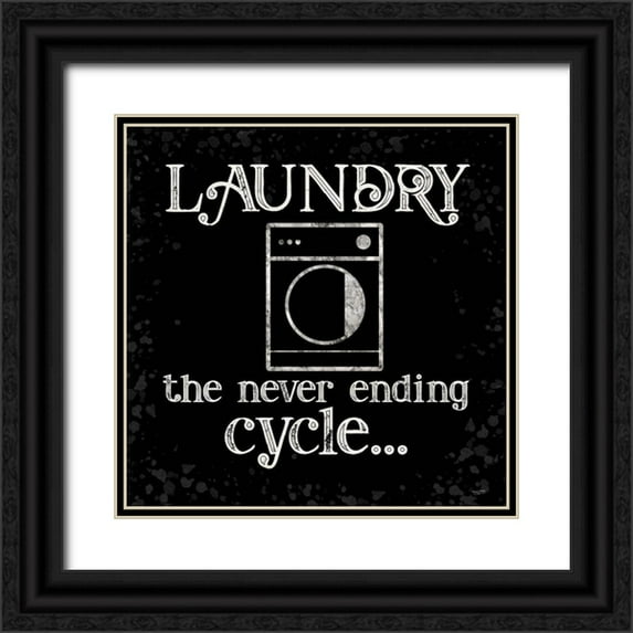 Reed, Tara 15x15 Black Ornate Wood Framed with Double Matting Museum Art Print Titled - Laundry Room Humor black VI-Never Ending Cycle