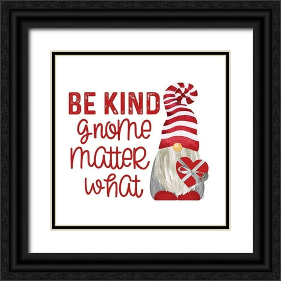 Reed, Tara 15x15 Black Ornate Wood Framed with Double Matting Museum Art Print Titled - Valentine Gnomes on white IX-Be Kind
