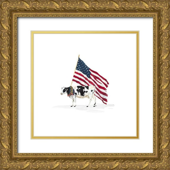 Reed, Tara 15x15 Gold Ornate Wood Framed with Double Matting Museum Art Print Titled - All American Farmhouse on white I