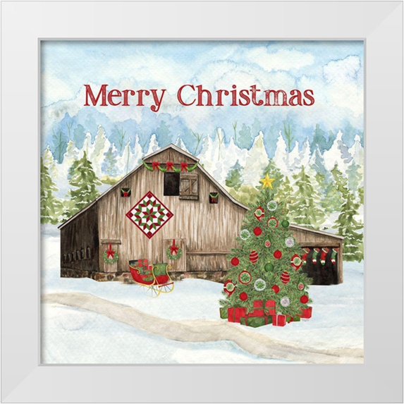 Reed, Tara 15x15 White Modern Wood Framed Museum Art Print Titled - Christmas Barn II