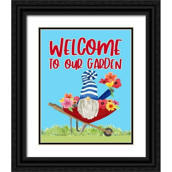Reed, Tara 15x18 Black Ornate Wood Framed with Double Matting Museum Art Print Titled - Gardening Gnomes Sentiment portrait V-Our Garden