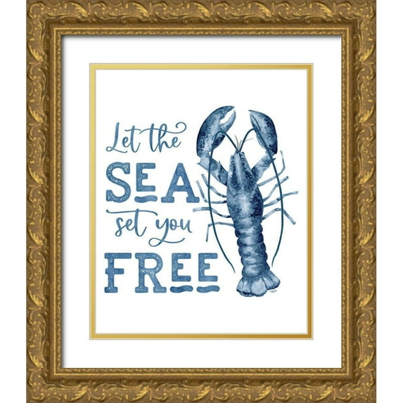 Reed, Tara 15x18 Gold Ornate Wood Framed with Double Matting Museum Art Print Titled - Deep Blue Sea XIV on White