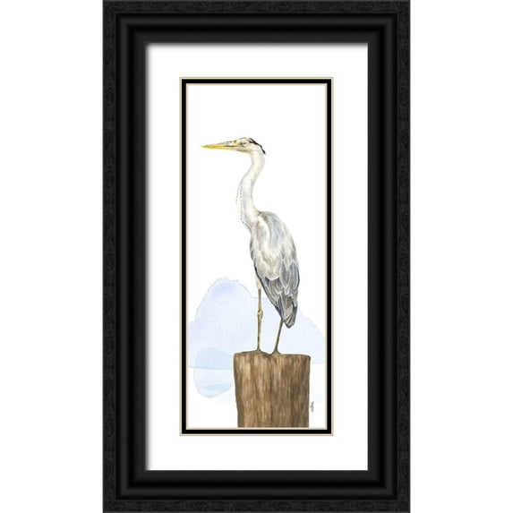 Reed, Tara 15x32 Black Ornate Wood Framed with Double Matting Museum Art Print Titled - Birds of the Coast Panel II
