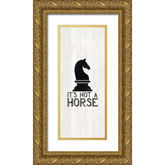 Reed, Tara 15x32 Gold Ornate Wood Framed with Double Matting Museum Art Print Titled - Chess Sentiment vertical IV-Not a Horse