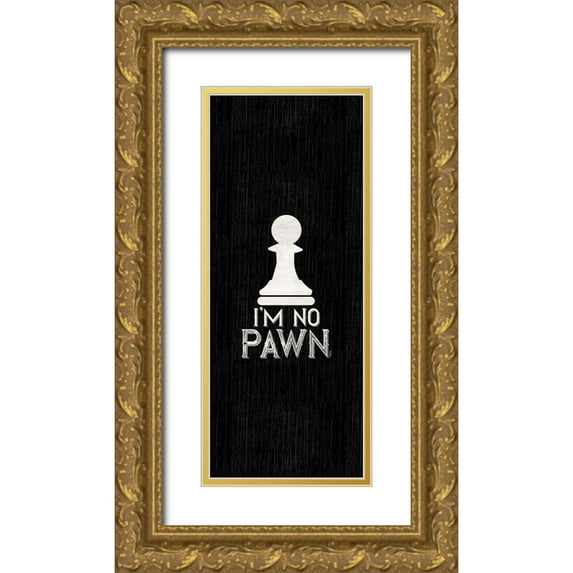 Reed, Tara 15x32 Gold Ornate Wood Framed with Double Matting Museum Art Print Titled - Chess Sentiment vertical black III-No Pawn
