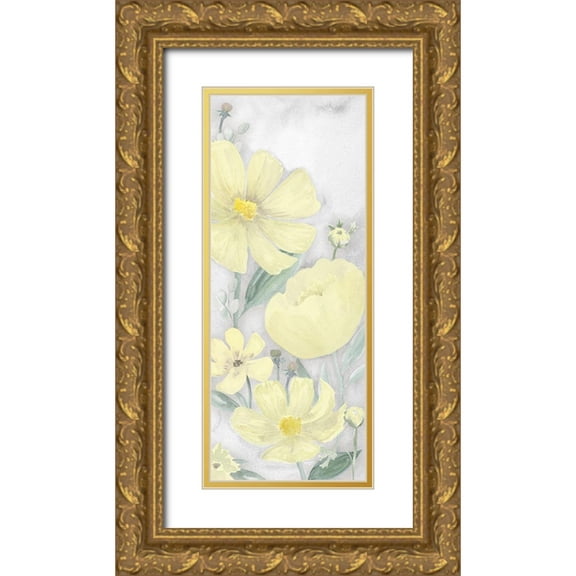 Reed, Tara 15x32 Gold Ornate Wood Framed with Double Matting Museum Art Print Titled - Peaceful Repose gray And yellow vertical I
