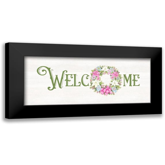 Reed, Tara 18x10 Black Modern Framed Museum Art Print Titled - Vintage Christmas panel III-Welcome
