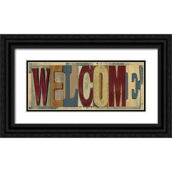 Reed, Tara 18x10 Black Ornate Wood Framed with Double Matting Museum Art Print Titled - Family Printer Block Panel IV