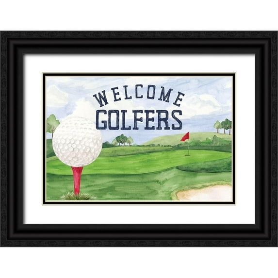 Reed, Tara 18x13 Black Ornate Wood Framed with Double Matting Museum Art Print Titled - Golf Days landscape I-Welcome