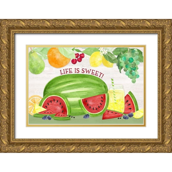 Reed, Tara 18x13 Gold Ornate Wood Framed with Double Matting Museum Art Print Titled - Life is Sweet sentiment landscape I-Life