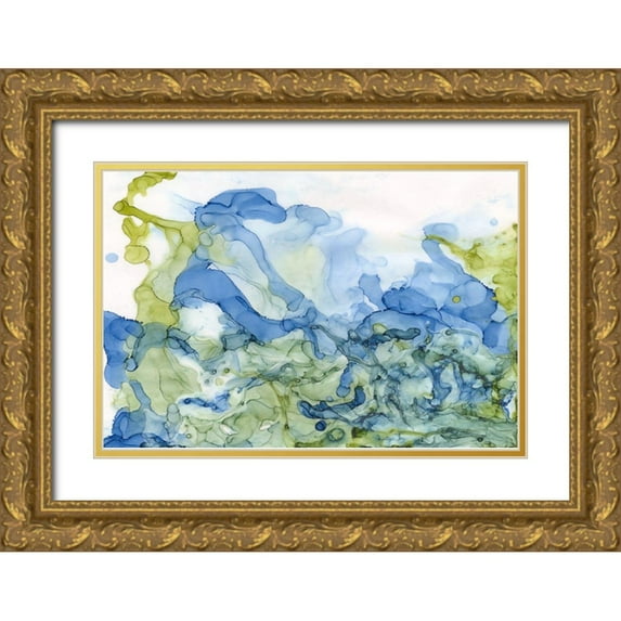 Reed, Tara 18x13 Gold Ornate Wood Framed with Double Matting Museum Art Print Titled - Ocean Influence Blue/Green