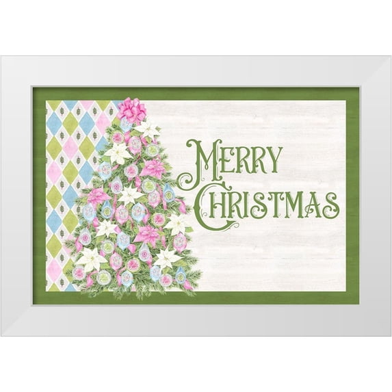 Reed, Tara 18x13 White Modern Wood Framed Museum Art Print Titled - Vintage Christmas landscape II-Merry Christmas