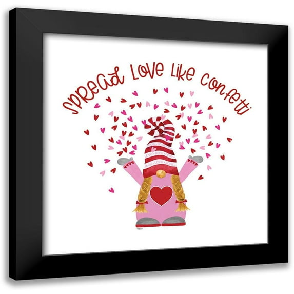 Reed, Tara 20x20 Black Modern Framed Museum Art Print Titled - Valentine Gnomes on white II-Confetti