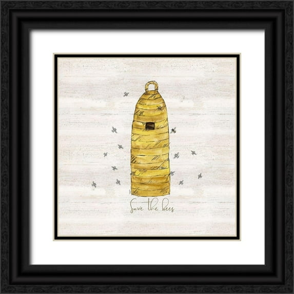 Reed, Tara 20x20 Black Ornate Wood Framed with Double Matting Museum Art Print Titled - Bees Life VIII-Save the Bees
